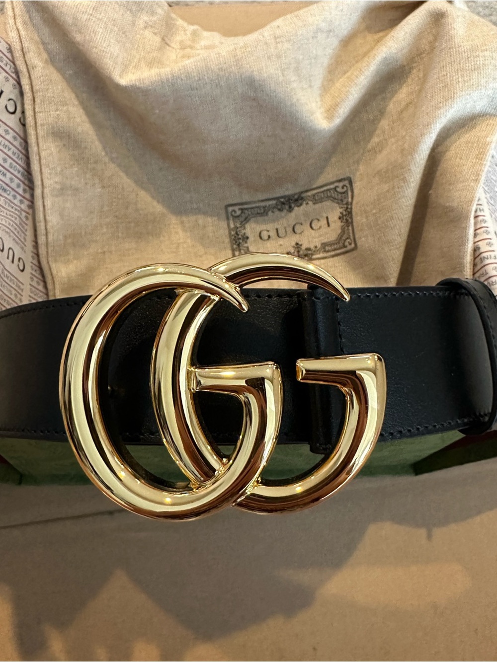 Gucci GG Marmont wide belt with shiny buckle